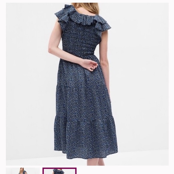 GAP Flutter Sleeve Smocked Midi Dress NWT - Picture 7 of 8
